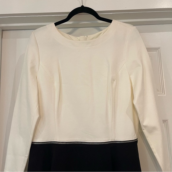 Banana Republic Color Block Zipper Dress Black/White. Size 14 - Picture 3 of 9